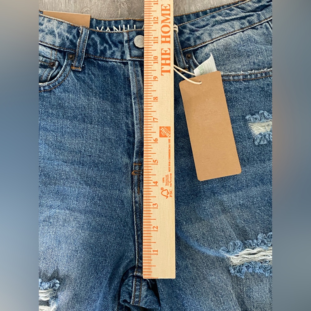 NWT Vanilla Star Distressed 90's Boyfriend Jeans high-rise straight-leg size 9 - Picture 15 of 16